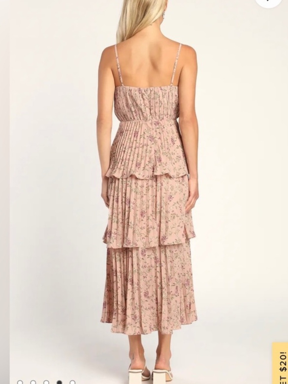 Lulu's Cascading Crush Pink Floral Print Tiered Bustier Midi Dress - Picture 2 of 5